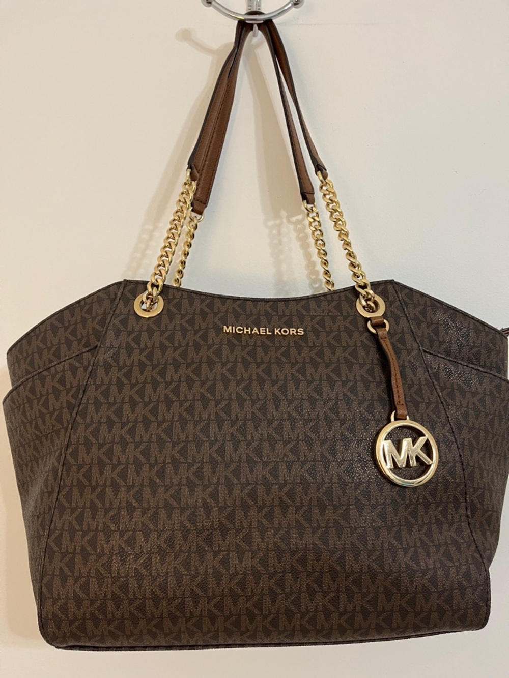 Michael Kors Brown Logo Chain-Handle Tote